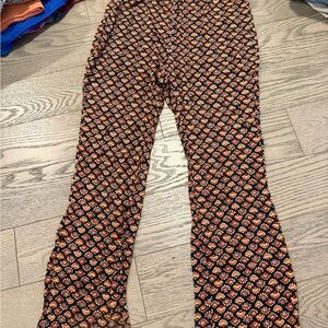 Billabong Black and Orange Patterned Wide Leg Pants
